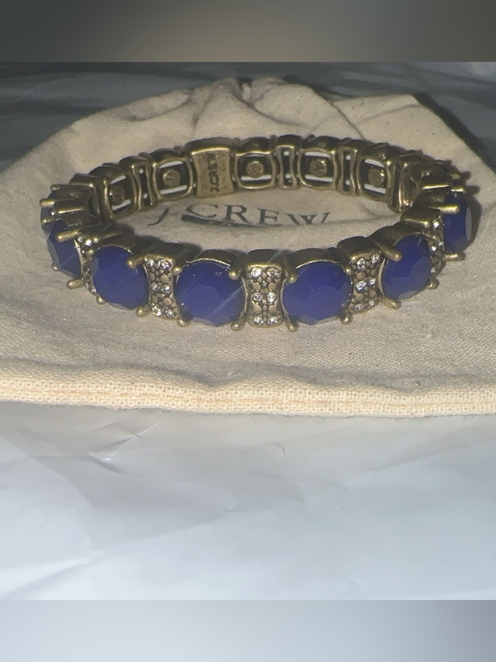 J. Crew Gold-Tone Bracelet with Deep Blue Stones